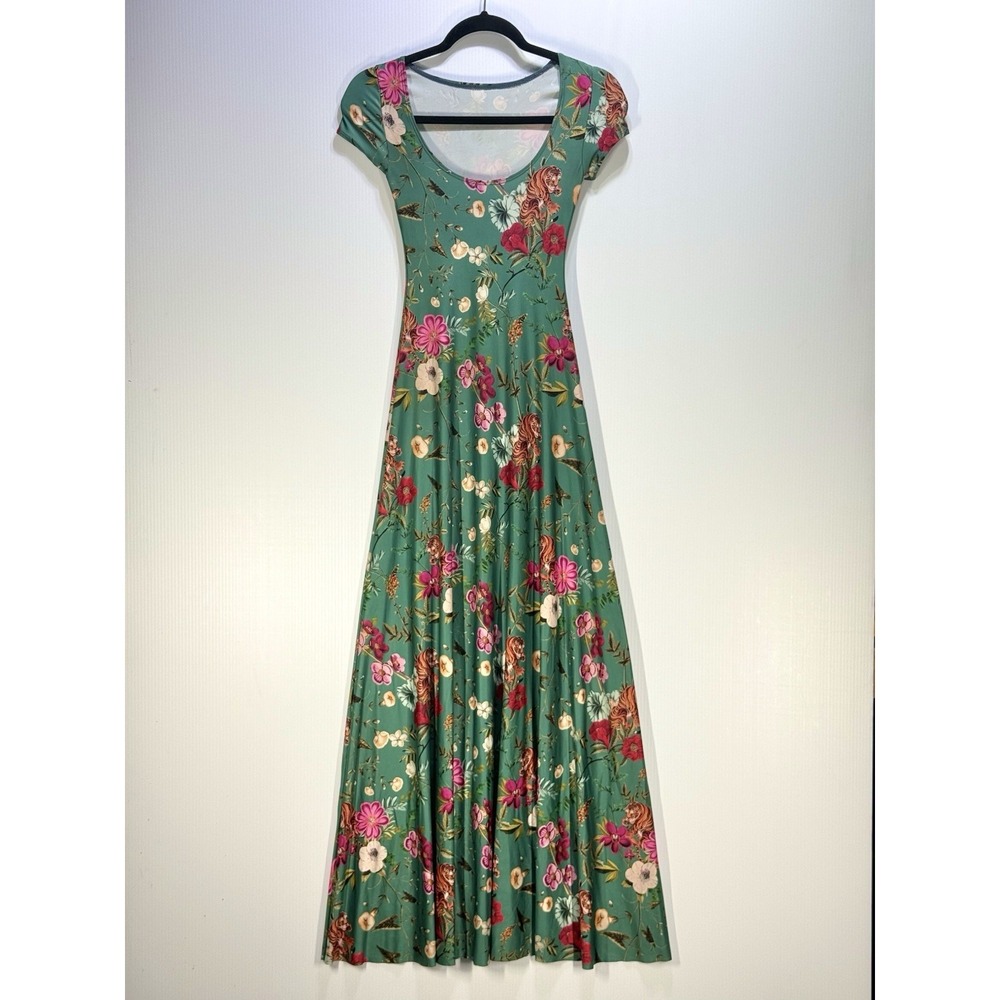 BlackMilk Tropical Tiger Maxi Dress Size XXS - Green Floral Fairycore Coquette